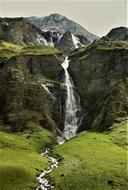 Waterfall Glacial Lake Mountains