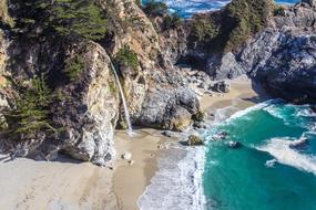 Beach Waterfall Sea