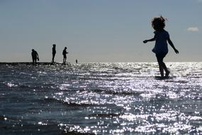 children on the north sea beach