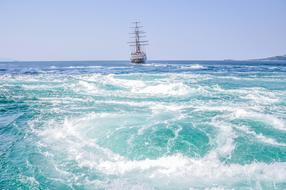 sailing ship at sea off the coast of Japan