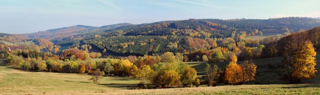 Panorama view of Autumn Mountains nature