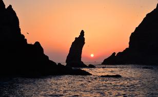 rocks on the shore of dokdo island, korea