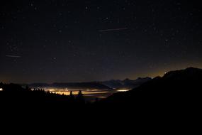 Starry Sky over thun lake, Long Exposure, switzerland