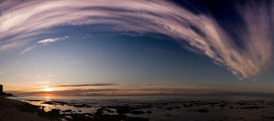 clouds in the sky over the coast in the morning