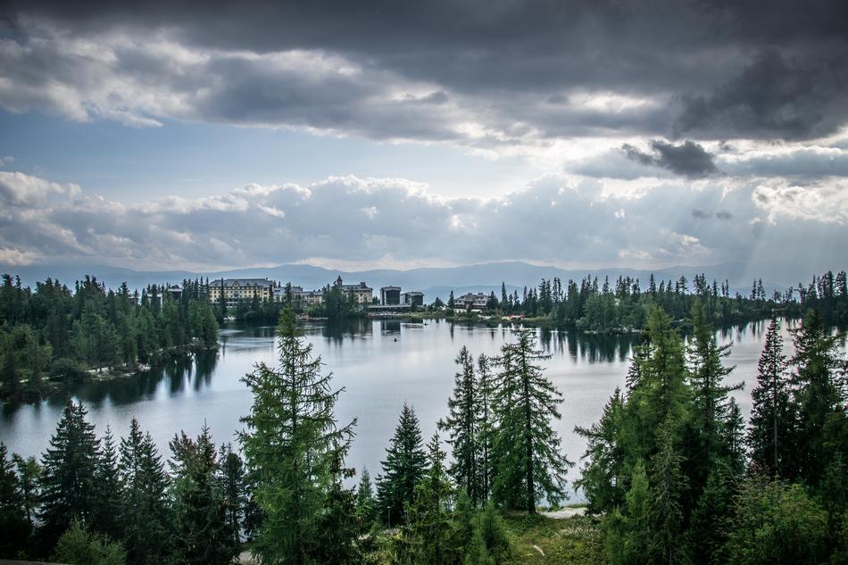 gray clouds over the lake in the high tatras