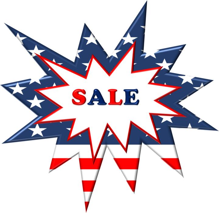 discount label with american flag background
