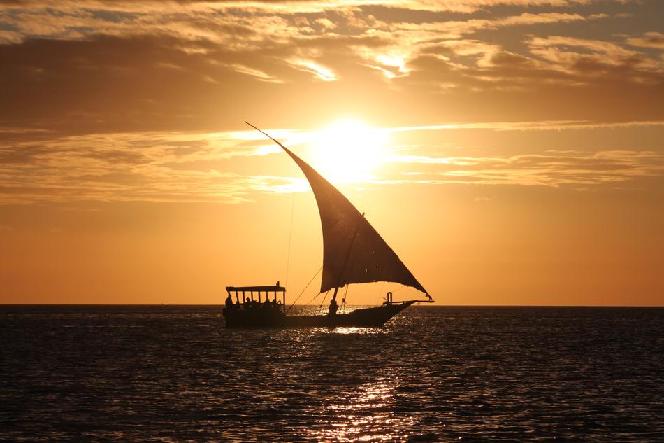 Sea Boat at Sunset light