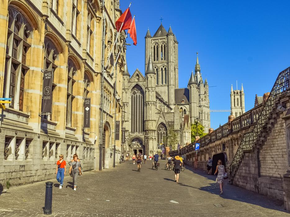 people on the pedestrian road in belgium