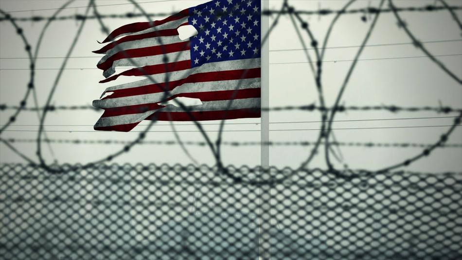 American Flag Usa Barded Wire