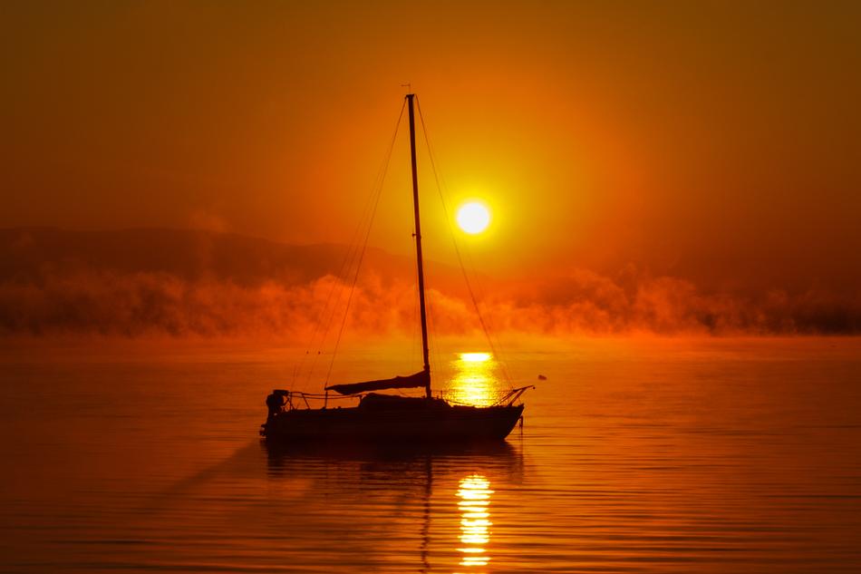 Boat Silhouette Fog