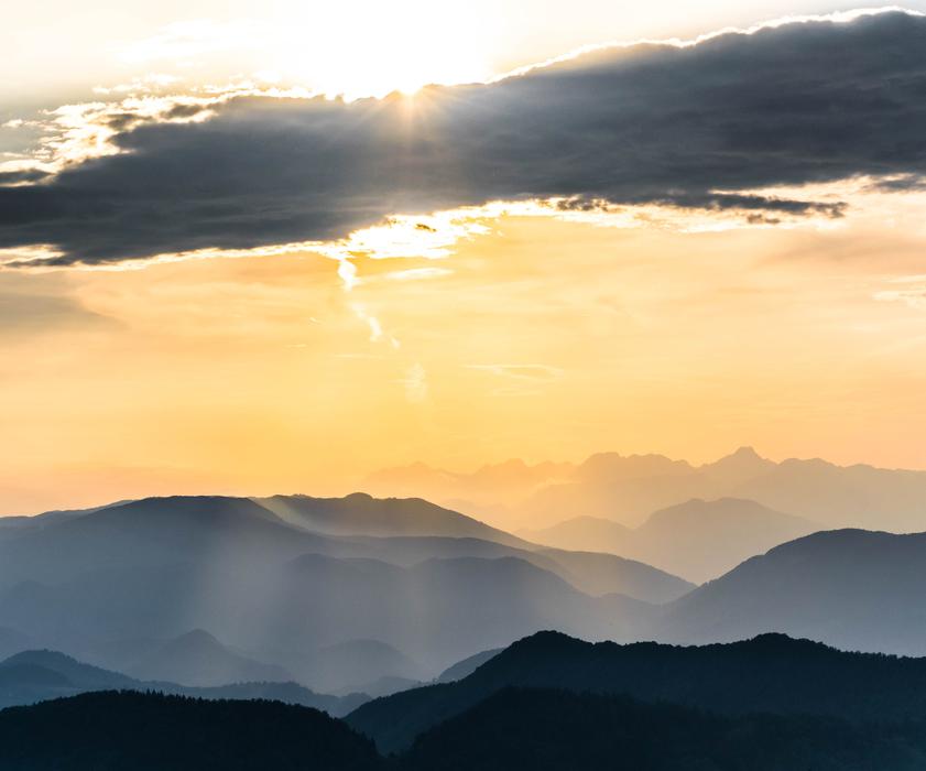 Sunset Mountains Sunrays