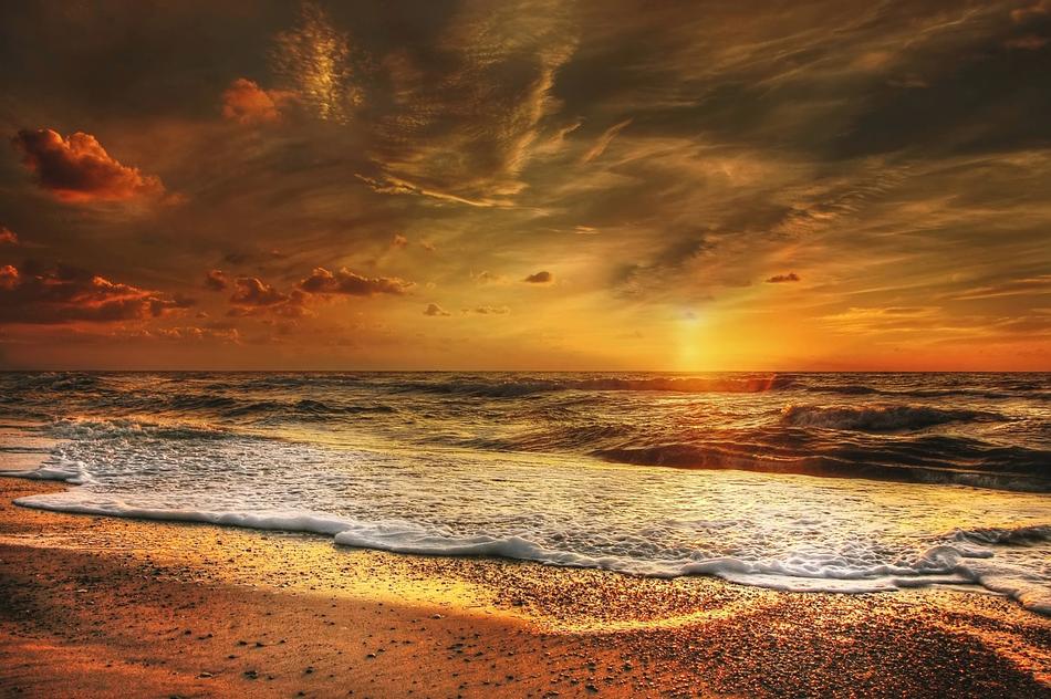 golden evening beach in denmark