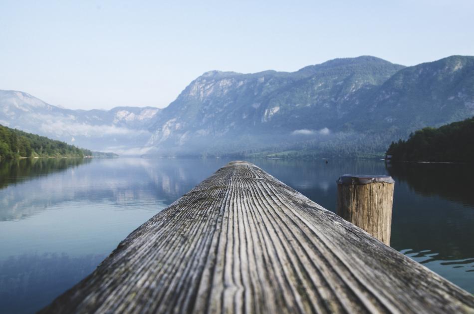 wooden plank on the pier, close-up