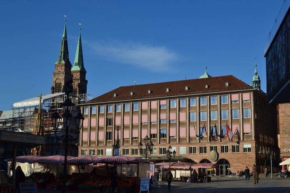 historic buildings in the main market, nuremberg