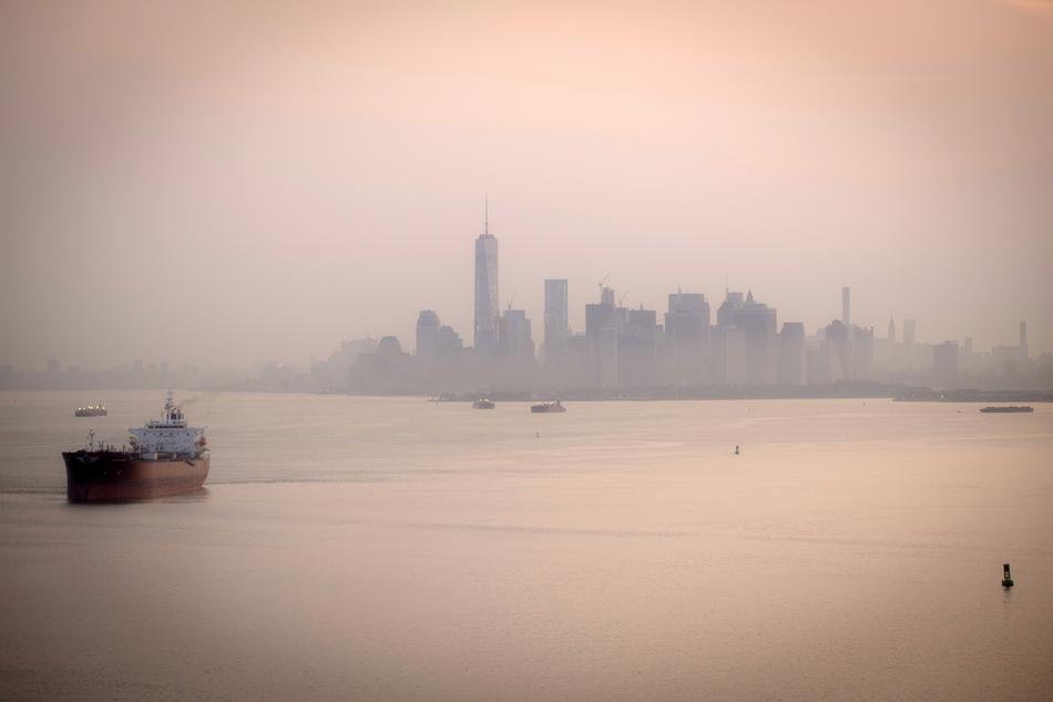 thick fog over New York, USA