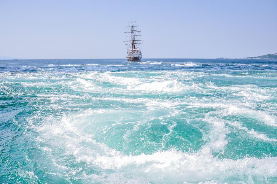 sailing ship at sea off the coast of Japan