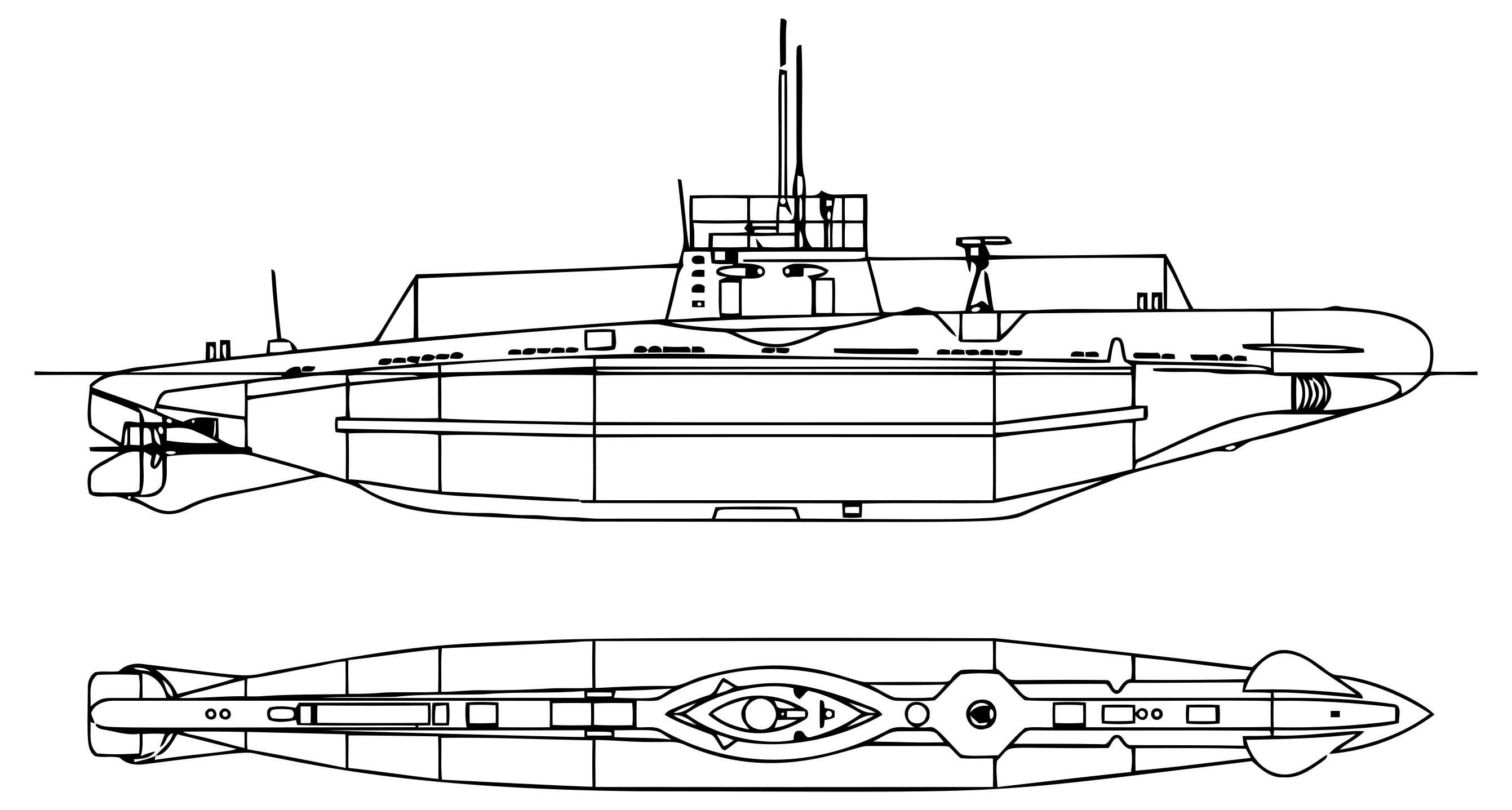 Легкий чертеж подводной лодки рисунок