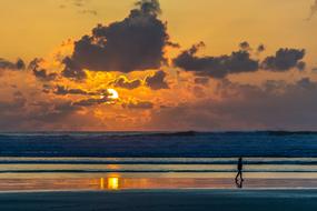 Person Walking at Beach