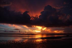 Sea Beach at dark Sunset