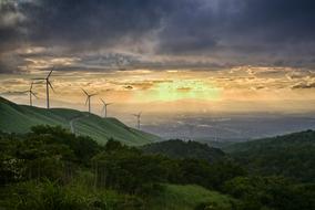 Wind Power Generation Japan Sunset