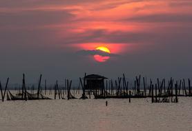 Water lagoon at Red Sunset