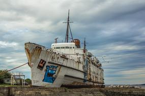 Port Dilapidated Boat Abandoned