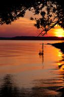 Sunset Fishing Lake Evening