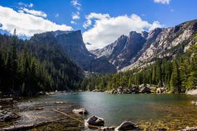 tranquil Mountains Landscape, lake in valley