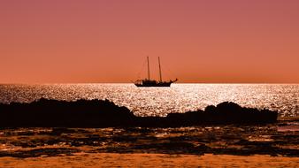 Sunset Boat horizon landscape