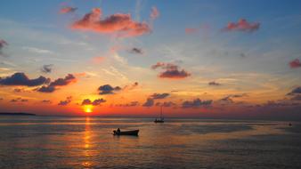 Sunset Fishermen Fishing