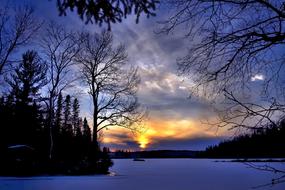 Winter Landscape Sunset Evening