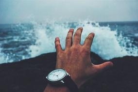 Hand in front of Ocean