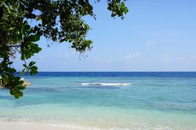 Maldives Island Blue sea horizon