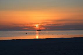 Sunset Sea horizon silhouettes