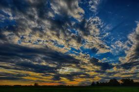 Landscape of Sunset glow cloudy sky
