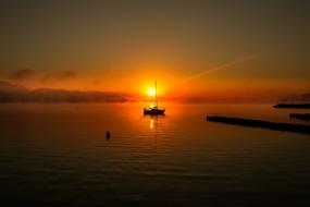 Boat Silhouette Fog