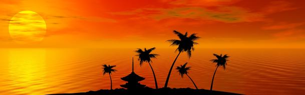 tropical sunset island beach