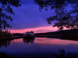 purple Sunset Lake Nature landscape