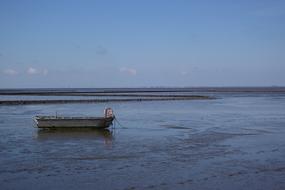 boat a short distance from the beach in the North Sea