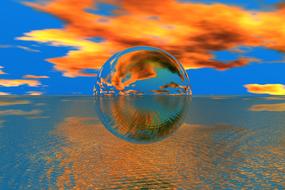 sphere reflection sea sky water