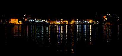 Island View of lights Reflections in Tuscany