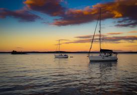 Sailboats Sunset Boat