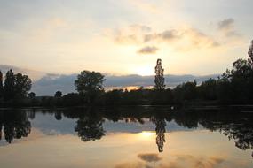 Fish Pond Waters Evening Sky