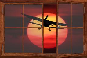 aircraft silhouette at Sun Evening