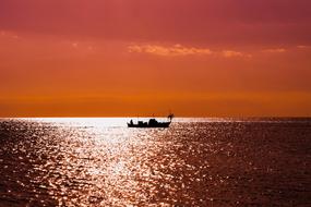 Sunset Boat Shadow