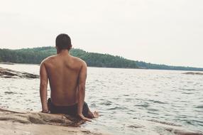 man on seashore