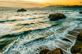 Sea wavy at Evening
