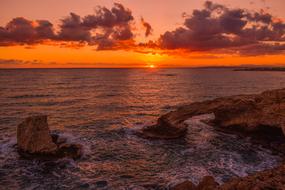 Sunset Rocky Coast Sea