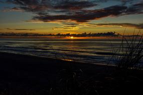 Sunset over North Sea Beach