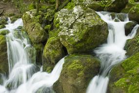 waterfall and moss stones Landscape